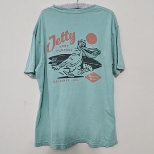 Dewey Beer Size L Jetty Aqua Teal Blue Cotton Unisex Short-sleeved T Shirt Top w
